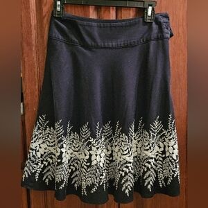 Black Floral A-Line Skirt